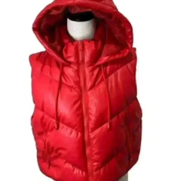 New Love  Tree Hooded Quilted Red  puffer  Vest Women’s Sz Large NWT - Picture 1 of 10